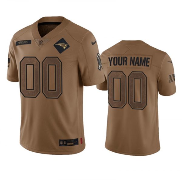 New England Patriots Active Player Custom 2023 Brown Salute To Setvice Limited Stitched Football Jersey
