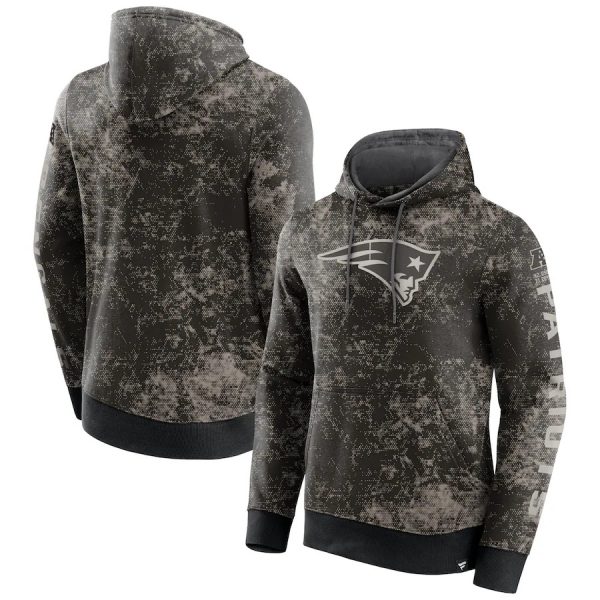 Men New England Patriots Black/Gray Blackout Tonal Pullover Hoodie