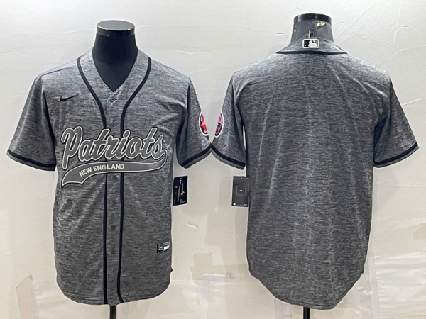 Men New England Patriots Blank Grey With Patch Cool Base Stitched Baseball Jersey