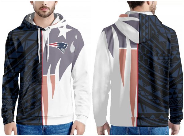 Men New England Patriots Navy/Black/White Pullover Hoodie
