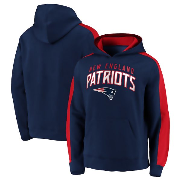 Men New England Patriots Navy Game Time Arch Pullover Hoodie