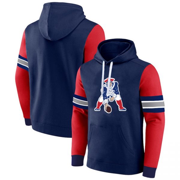 Men New England Patriots Navy/Red Pullover Hoodie