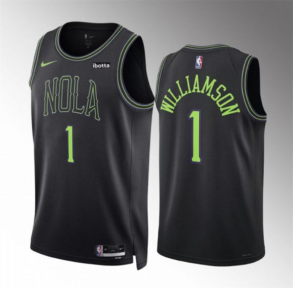 Men New Orleans Pelicans #1 Zion Williamson Black City Edition Stitched Basketball Jersey
