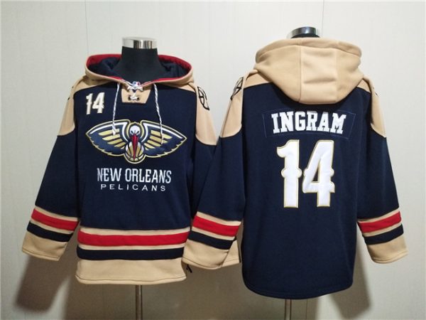 Men New Orleans Pelicans #14 Brandon Ingram Navy Ageless Must-Have Lace-Up Pullover Hoodie