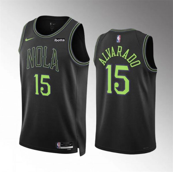 Men New Orleans Pelicans #15 Jose Alvarado Black City Edition Stitched Basketball Jersey