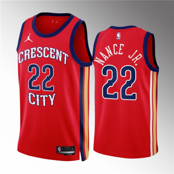 Men New Orleans Pelicans #22 Larry Nance Jr. Red 2022/23 Statement Edition Stitched Basketball Jersey