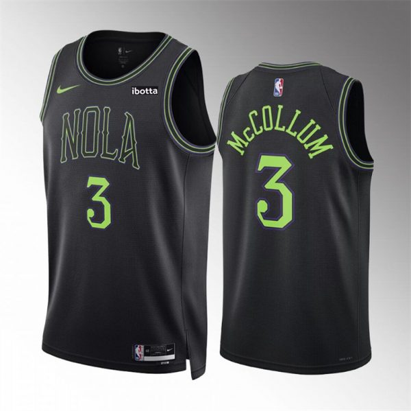 Men New Orleans Pelicans #3 C.J. McCollum Black City Edition Stitched Basketball Jersey