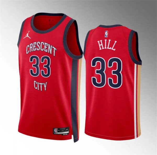 Men New Orleans Pelicans #33 Malcolm Hill Red 2022/23 Statement Edition Stitched Basketball Jersey