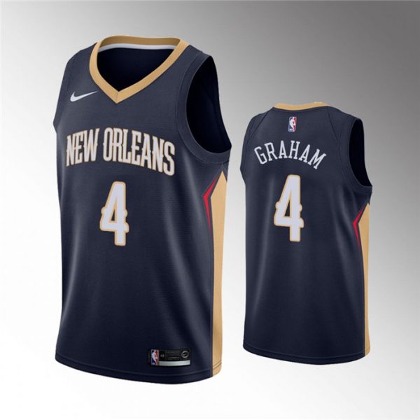 Men New Orleans Pelicans #4 Devonte' Graham Navy Icon Edition Stitched Jersey
