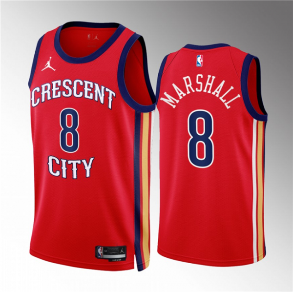 Men New Orleans Pelicans #8 Naji Marshall Red 2022/23 Statement Edition Stitched Basketball Jersey