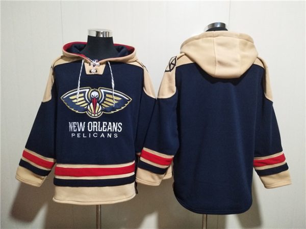 Men New Orleans Pelicans Blank Navy Ageless Must-Have Lace-Up Pullover Hoodie
