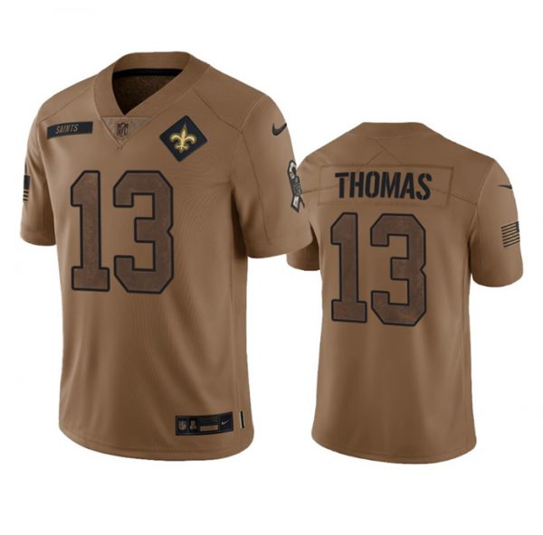 Men New Orleans Saints #13 Michael Thomas 2023 Brown Salute To Service Limited Limited Stitched Jersey