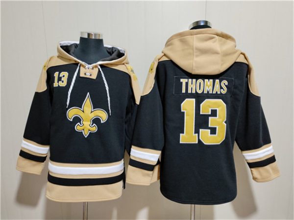Men New Orleans Saints #13 Michael Thomas Black Ageless Must-Have Lace-Up Pullover Hoodie