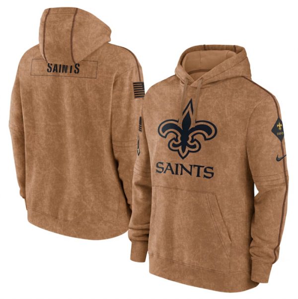 Men New Orleans Saints 2023 Brown Salute to Service Pullover Hoodie