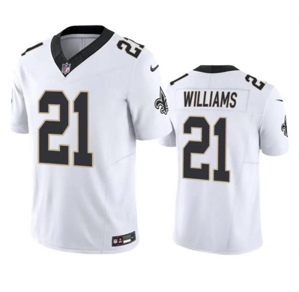Men New Orleans Saints #21 Jamaal Williams White 2023 F.U.S.E. Vapor Untouchable Limited Stitched Jersey
