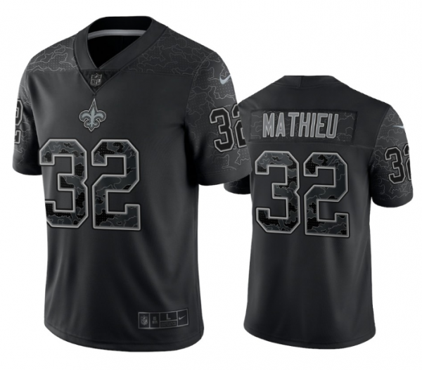 Men New Orleans Saints #32 Tyrann Mathieu Black Reflective Limited Stitched Football Jersey