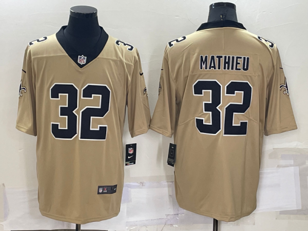 Men New Orleans Saints #32 Tyrann Mathieu Gold Inverted Legend Stitched Jersey