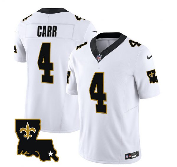 Men New Orleans Saints #4 Derek Carr White 2023 F.U.S.E. 1987 Legacy Vapor Stitched Jersey