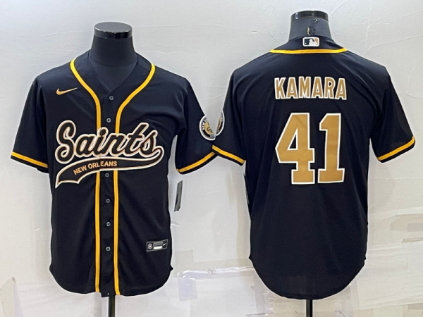 Men New Orleans Saints #41 Alvin Kamara Black Cool Base Stitched Baseball Jersey