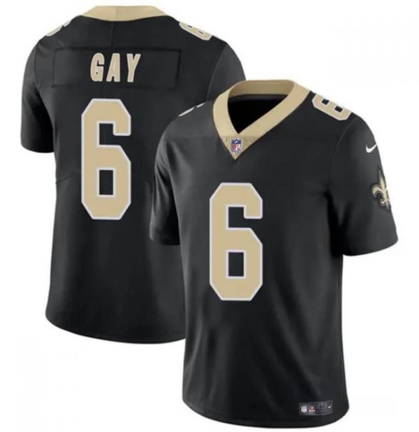 Men New Orleans Saints #6 Willie Gay Black Vapor Limited Stitched Football Jersey
