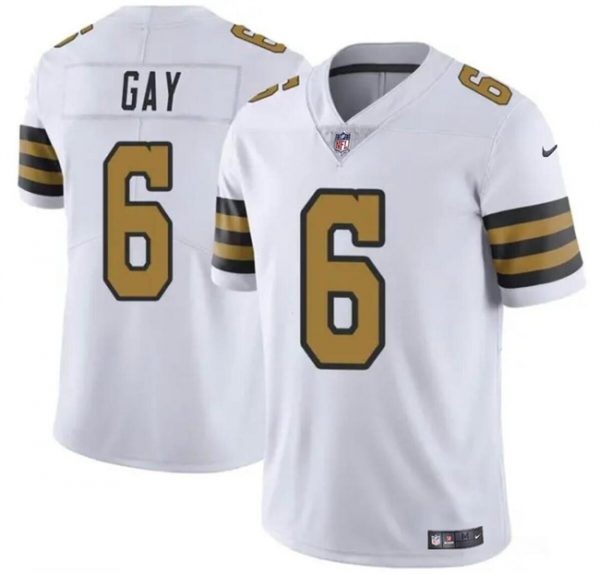 Men New Orleans Saints #6 Willie Gay White Color Rush Limited Stitched Football Jersey