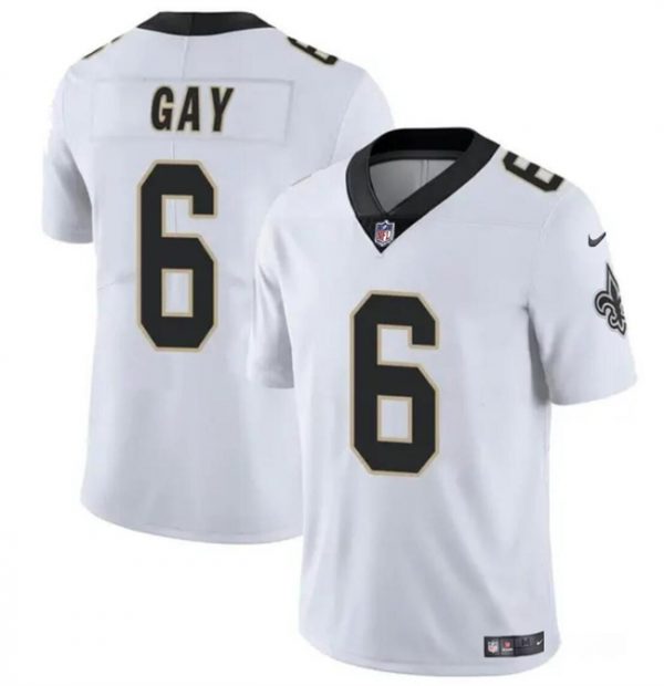 Men New Orleans Saints #6 Willie Gay White Vapor Limited Stitched Football Jersey