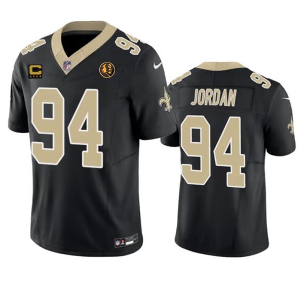 Men New Orleans Saints #94 Cameron Jordan Black 2023 F.U.S.E. With 4-star C Patch And John Madden Patch Vapor Limited Stitched Football Jersey