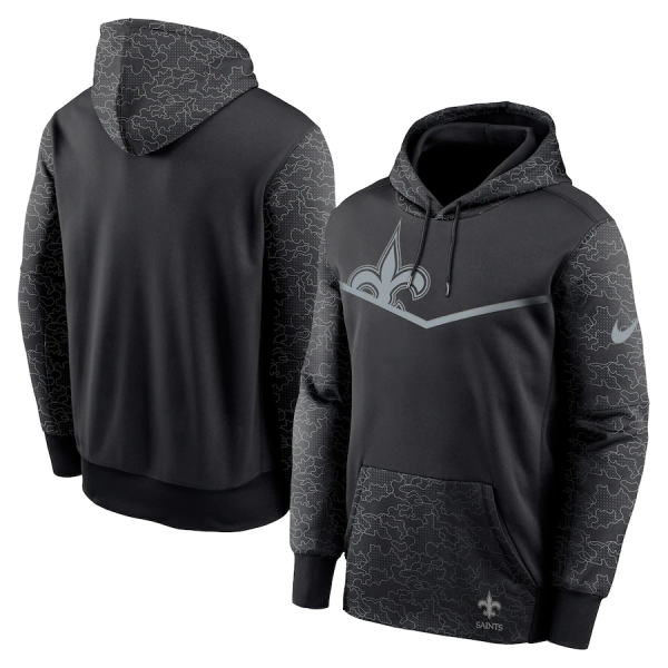 Men New Orleans Saints Black Reflective Therma Hoodie