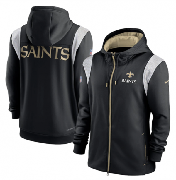Men New Orleans Saints Black Zipper Hoodie