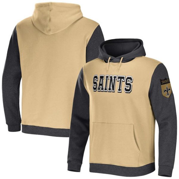Men New Orleans Saints x Darius Rucker Collection Gold/Charcoal Colorblock Pullover Hoodie