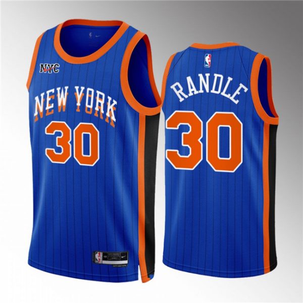 Men New Yok Knicks #30 Julius Randle Blue 2023/24 City Edition Stitched Basketball Jersey