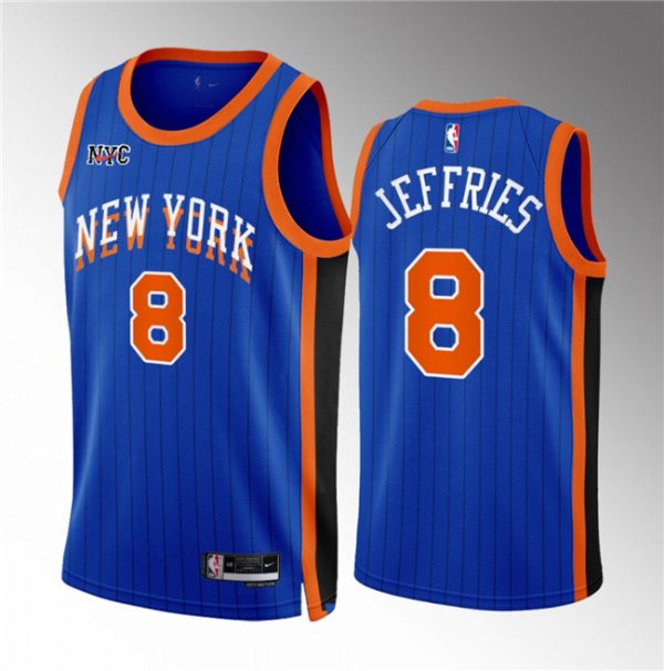 Men New Yok Knicks #8 DaQuan Jeffries Blue 2023/24 City Edition Stitched Basketball Jersey