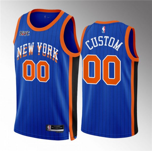 New Yok Knicks Active Player Custom Blue 2023/24 City Edition Stitched Basketball Jersey