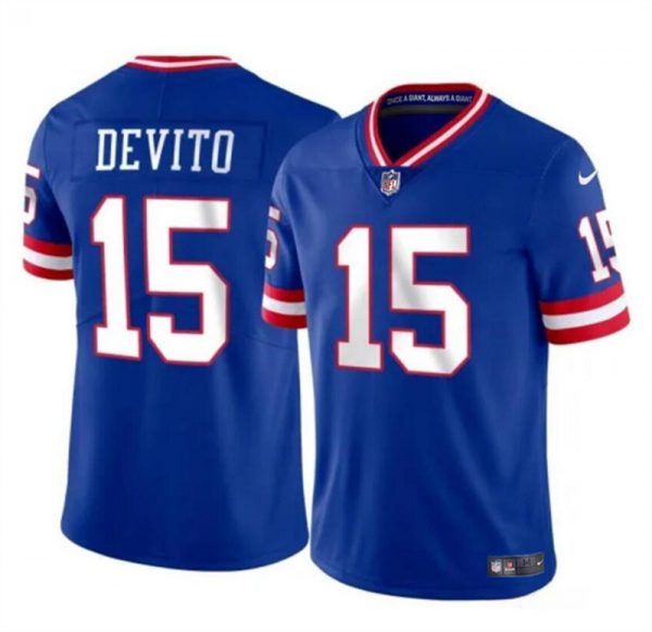 Men New York Giants #15 Tommy DeVito Royal Throwback Limited Stitched Jersey