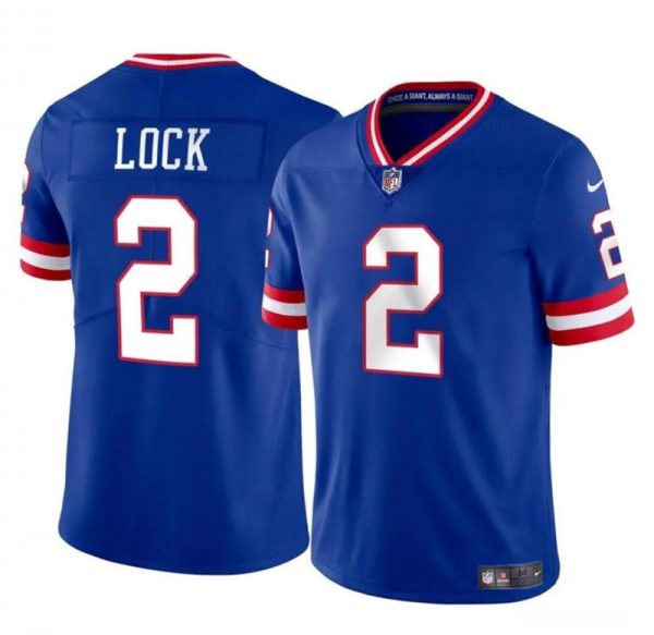 Men New York Giants #2 Drew Lock Blue Throwback Vapor Untouchable Limited Stitched Jersey