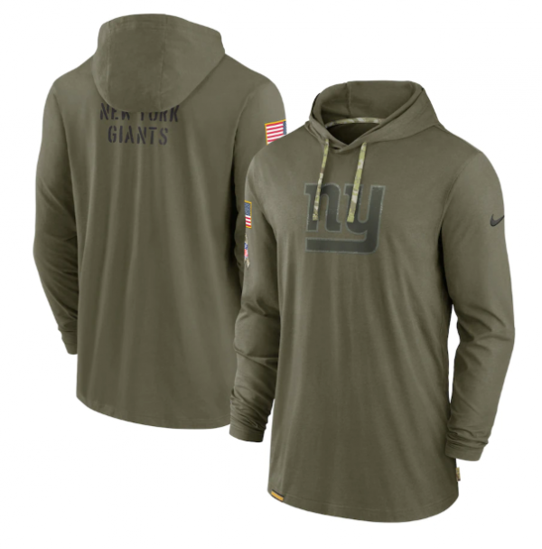 Men New York Giants 2022 Olive Salute to Service Tonal Pullover Hoodie