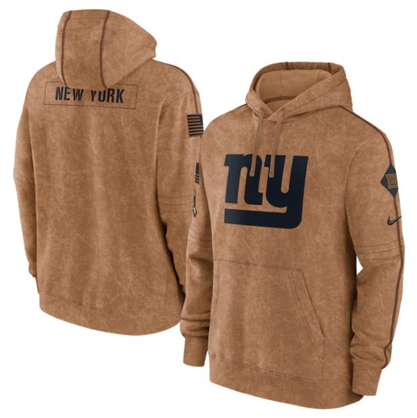 Men New York Giants 2023 Brown Salute to Service Pullover Hoodie
