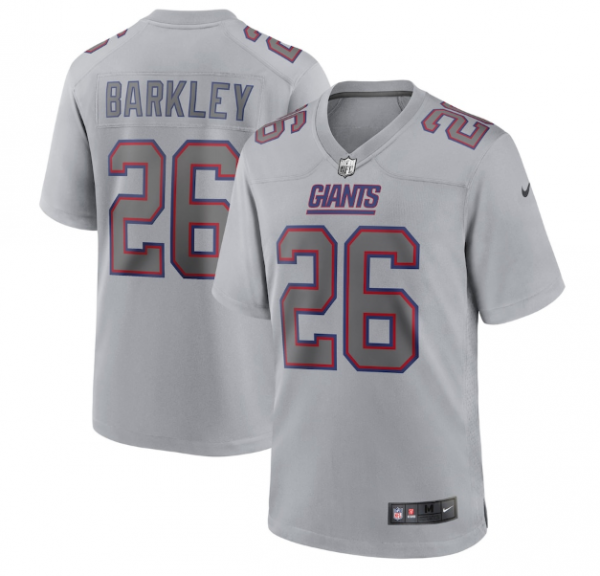 Men New York Giants #26 Saquon Barkley Grey Atmosphere Fashion Stitched Game Jersey