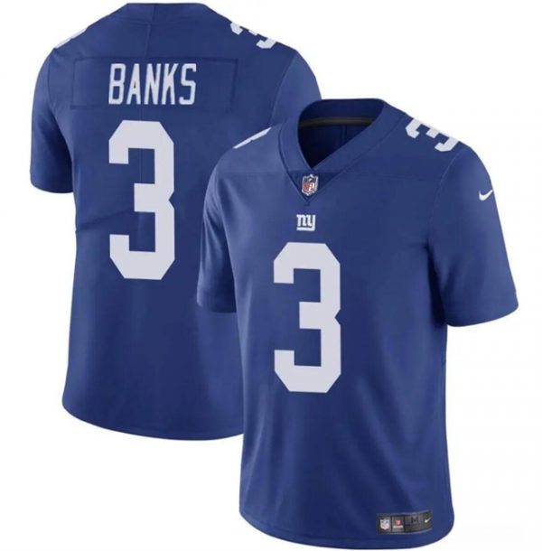 Men New York Giants #3 Deonte Banks Blue Vapor Untouchable Limited Stitched Jersey