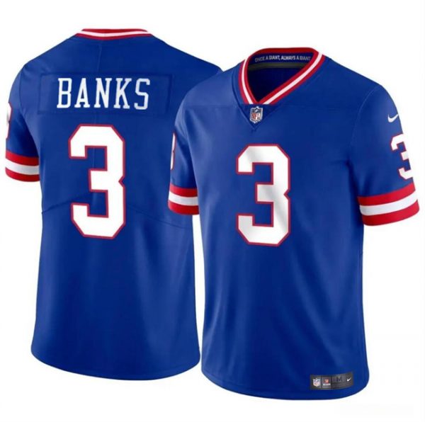 Men New York Giants #3 Deonte Banks Royal Throwback Vapor Untouchable Limited Stitched Jersey
