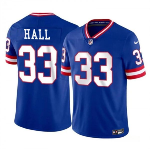 Men New York Giants #33 Hassan Hall Royal Throwback Limited Stitched Jersey