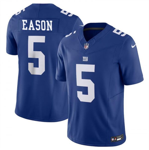 Men New York Giants #5 Jacob Eason Blue 2023 F.U.S.E. Vapor Untouchable Limited Stitched Jersey