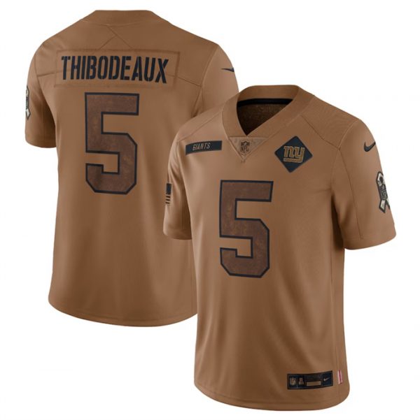 Men New York Giants #5 Kayvon Thibodeaux 2023 Brown Salute To Service Limited Football Jersey