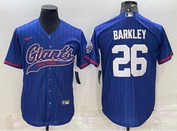 New York Giants ACTIVE PLAYER Custom Blue With Patch Stitched Baseball Jersey