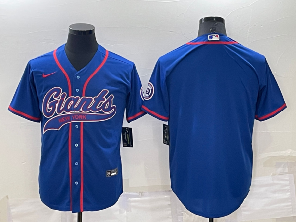 Men New York Giants Blank Blue Cool Base Stitched Baseball Jersey