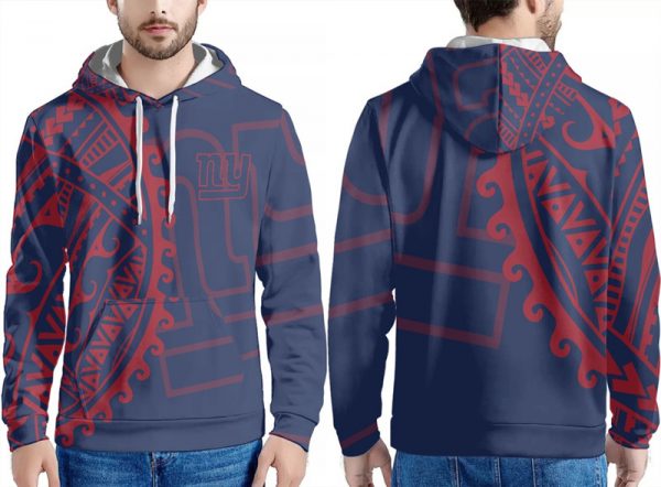 Men New York Giants Navy/Red Pullover Hoodie