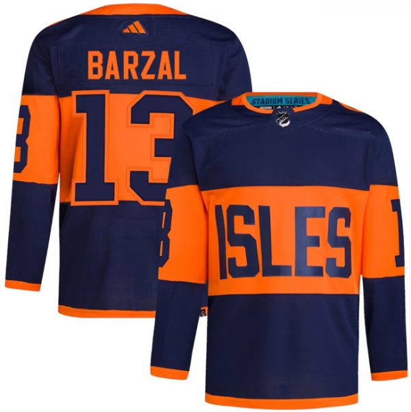 Men New York Islanders #13 Mathew Barzal Navy 2024 Stadium Series Stitched Jersey