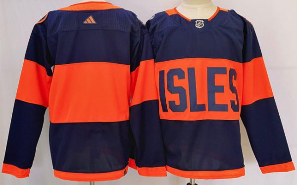 Men New York Islanders Blank Navy 2024 With Stadium Series Patch Stitched Jersey