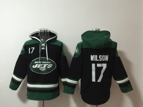 Men New York Jets #17 Garrett Wilson Black Ageless Must-Have Lace-Up Pullover Hoodie