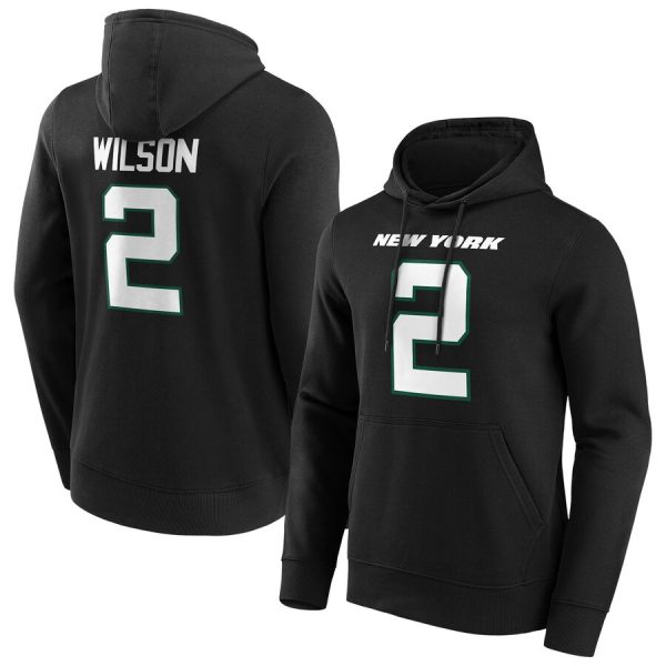 Men New York Jets #2 Zach Wilson Black Hoodie